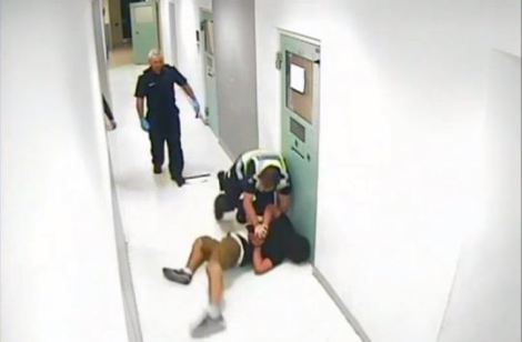Victoria police bash and smash the head of a young man against a steel jail cell door in Bendigo
